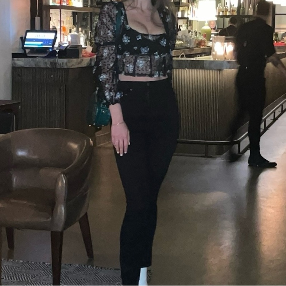 Topshop black sheer top